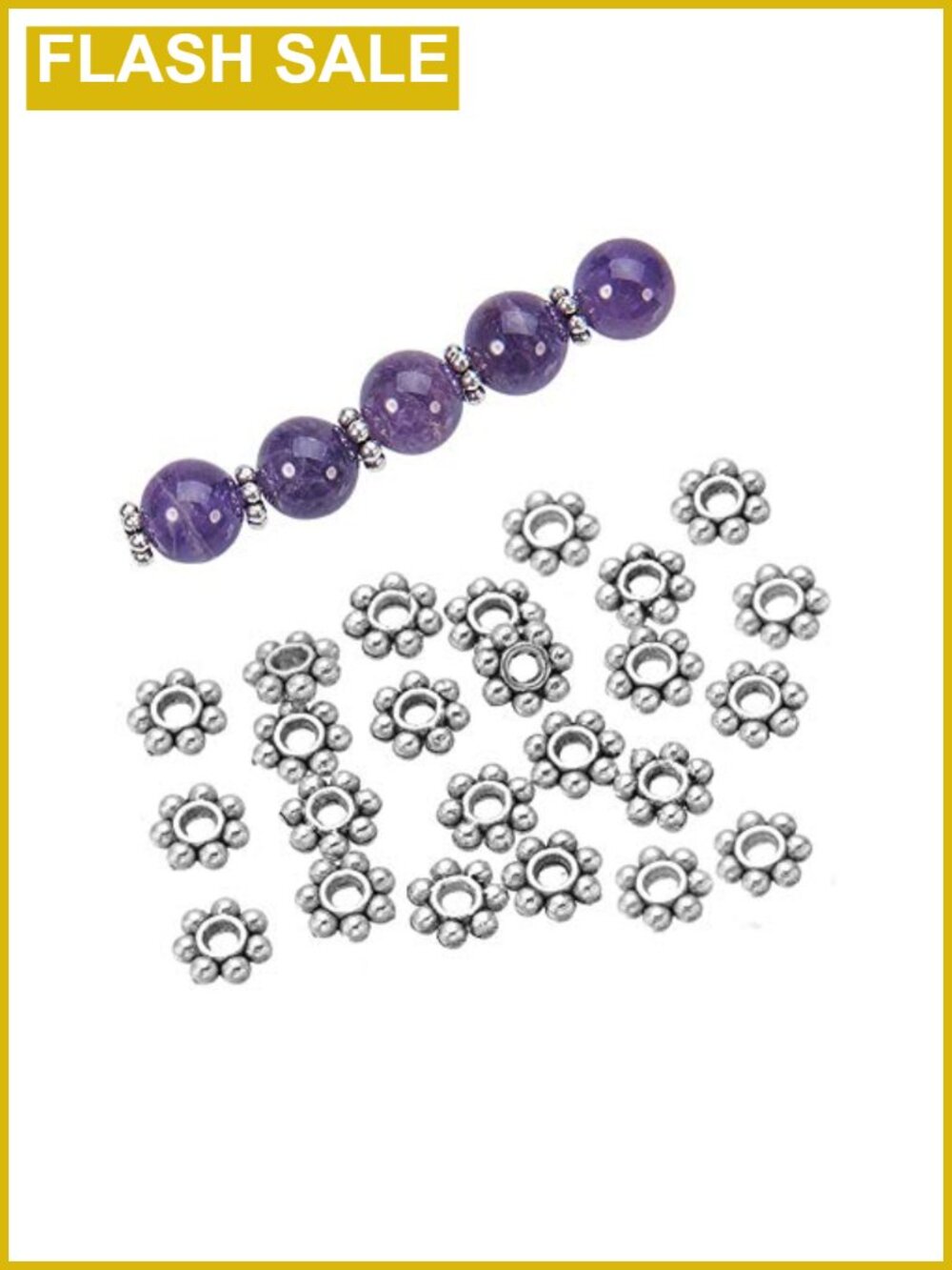 1000 Pcs Daisy Spacer Beads Alloy Antique Silver Jewelry Making Charms